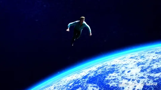 一个男人在浩瀚的宇宙一个月球上跳跃到另一个星蓝色而壮阔的星球表面，然后又跳到火星表面，最后又跳到地球上的一处森林的空地草坪上 by Hailuo AI Video Generator