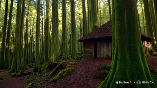 原始森林的小屋 by Hailuo AI Video Generator