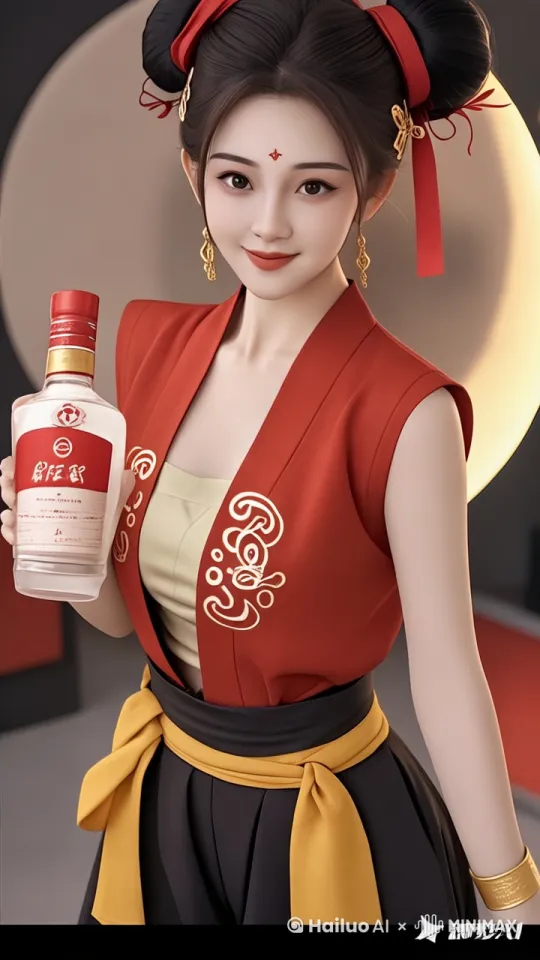 拿起酒瓶，亲吻酒瓶 by Hailuo AI Video Generator