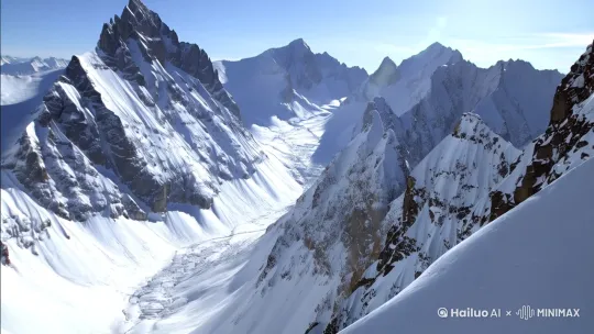 攀登雪山，环境恶劣 by Hailuo AI Video Generator