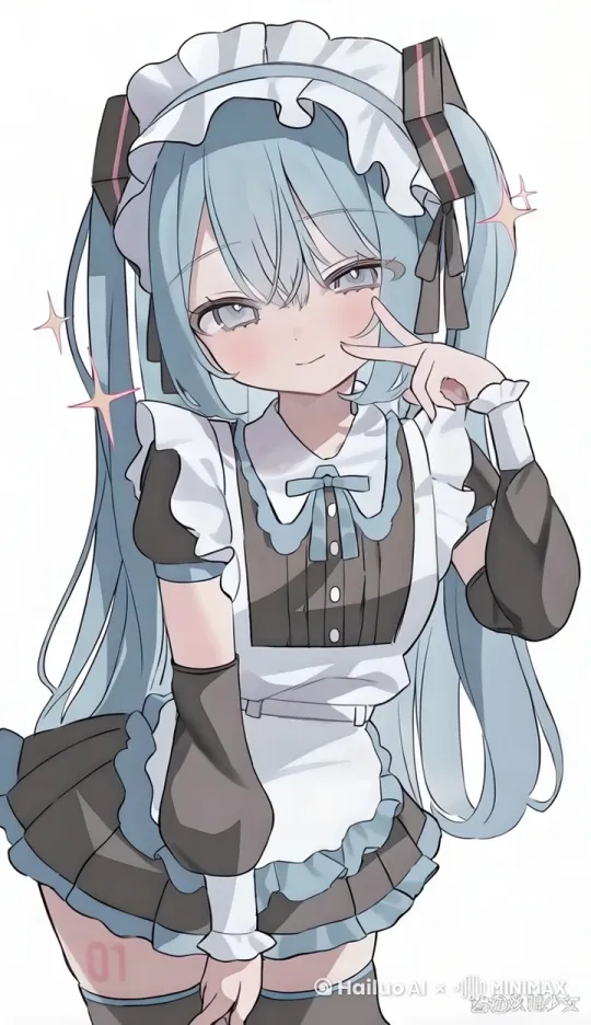 少女的手比出一个二的手势，看着镜头笑了起来，轻轻的眨了一下眼 by Hailuo AI Video Generator