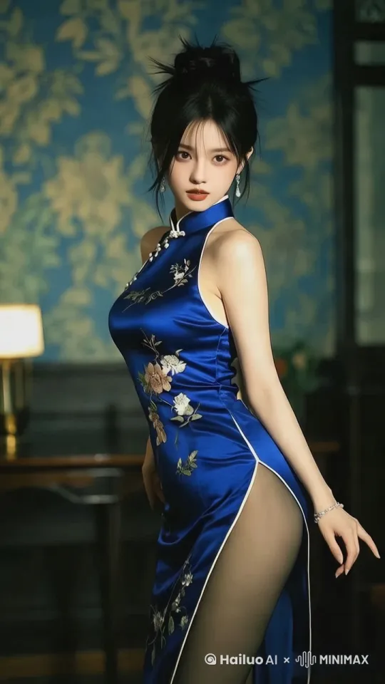 让图片上的美女变得更加生动诱人简单的动一动让图片更加妩媚动人。 by Hailuo AI Video Generator