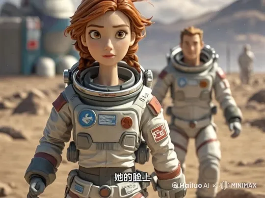 孟媛媛从基地里匆匆跑了出来，她的脸上带着一丝焦急。看到李响站在那里，她连忙快步走了过去。人物，拉进 by Hailuo AI Video Generator