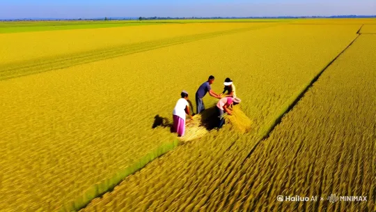 以稻菽丰稔天下乐生成一短视频，灵动清晰，写实风格！ by Hailuo AI Video Generator