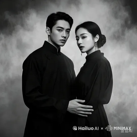 中国风古典唯美风格视频,一对身着精致传统服饰的男女主角,置身于烟雾缭绕的古雅场景中。男子立于左侧,身着深色长袍,右手轻抚女子腰际,眼神深邃,表情庄重。女子位于右侧,面朝镜头,一袭深色华服,妆容典雅,眉宇间流露一丝凝重。"豆包AI"标志低调置于画面右下角。随着镜头缓缓推进,背景烟雾逐渐散开,人物仿佛从历史画卷中苏醒,开始了他们的故事。中远景,慢速推进镜头,营造出神秘而唯美的氛围。 by Hailuo AI Video Generator