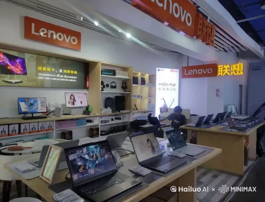宽敞明亮的店面，，来到店里咨询和购买，漂亮店员姐姐正在热情的在讲解。已经选好的漂亮女大学生，高兴的和同学一起分享。 by Hailuo AI Video Generator