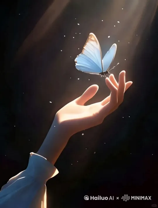 蝴蝶在手指间徘徊，手指拨弄间蝴蝶舞动 by Hailuo AI Video Generator