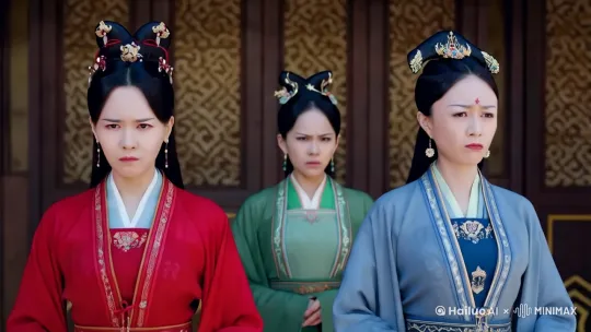 [左摇,变焦推进]画面一共三位美女，镜头缓缓左摇聚焦红衣女，不要出现新的人物 by Hailuo AI Video Generator