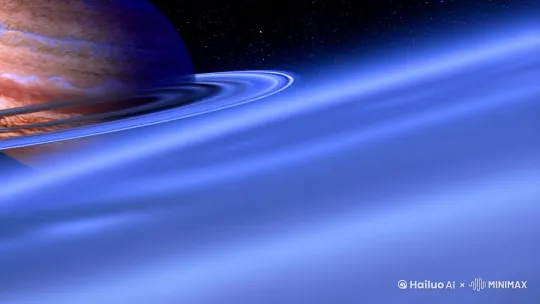 视角从太阳系经过天王星，土星和木星，火星视角来到地球[跟随] by Hailuo AI Video Generator