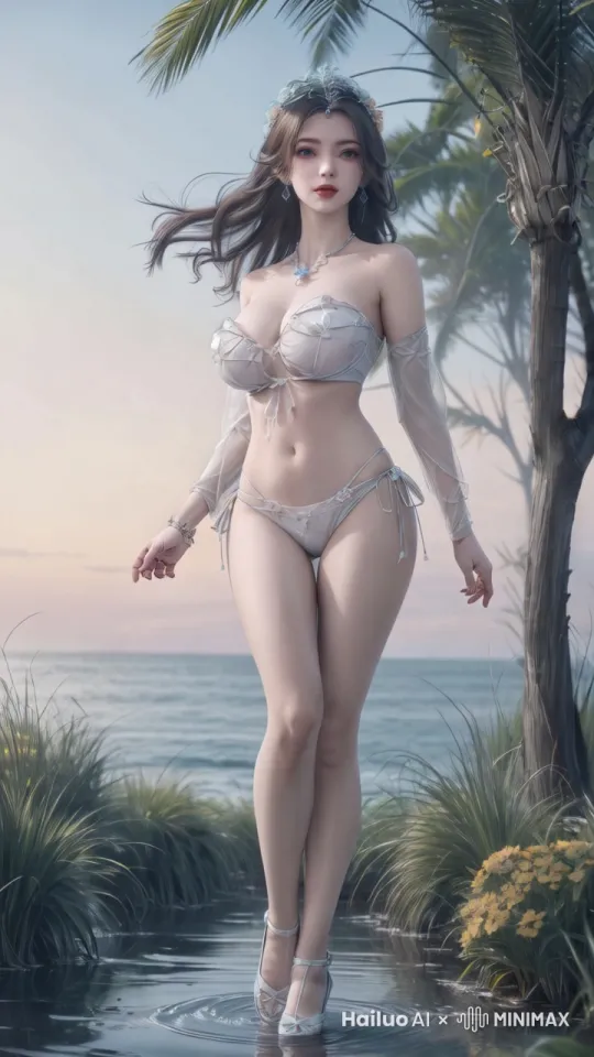 水平旋转,轻轻舞动身体， by Hailuo AI Video Generator