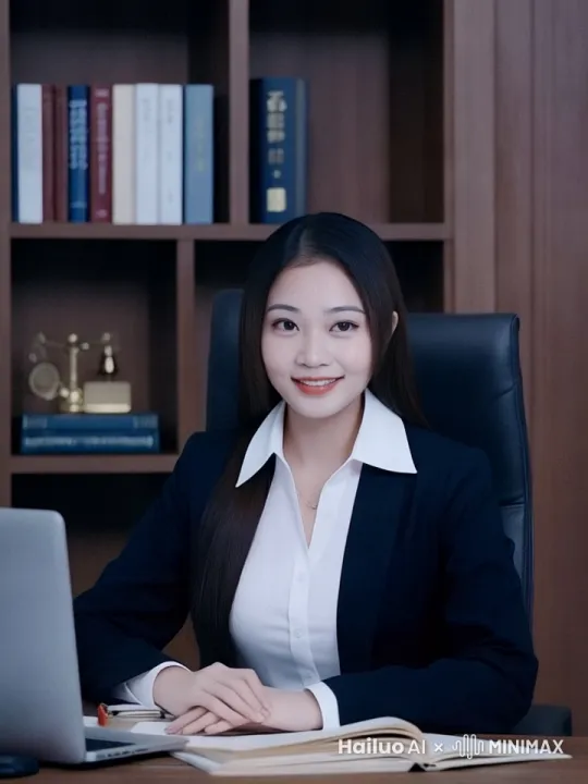 一位美丽的女总裁，身穿职业装，盘发，坐在老板椅上办公，面前的老板桌上放着电脑，背后是书柜，背景装饰豪华的办公室；知识付费主播，正在滔滔不绝直播，脸上表情丰富，写实风格，8k输出。 by Hailuo AI Video Generator