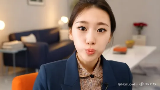 一个女孩，向我撒娇卖萌，对我说：“亲爱的，我最喜欢你了！” by Hailuo AI Video Generator