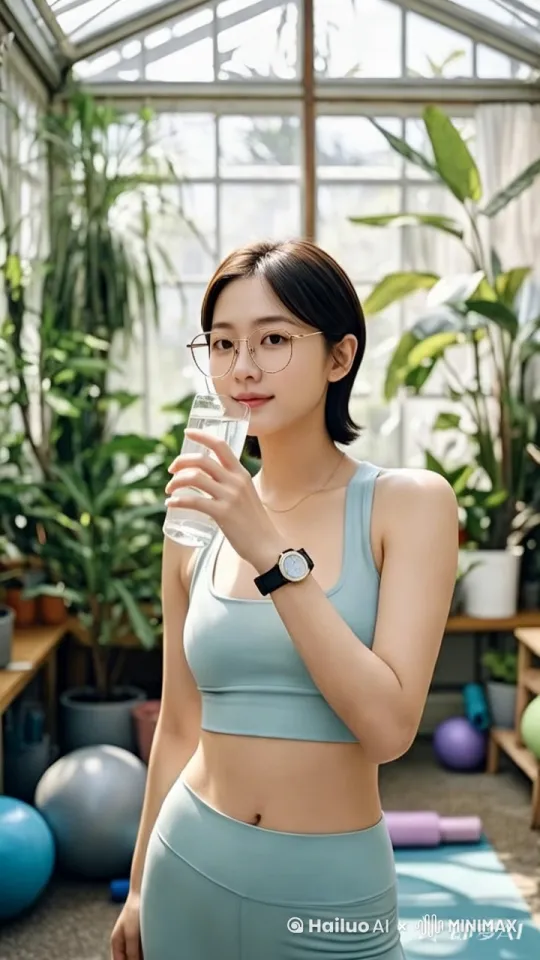大师级运镜聚焦美女，美手叉腰， 眼神不动，甜美微笑，动作流畅，光线柔和 by Hailuo AI Video Generator