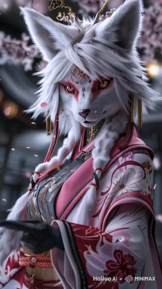 狐狸女注视着镜头，嘴唇微动小声说着什么，镜头晃动 by Hailuo AI Video Generator