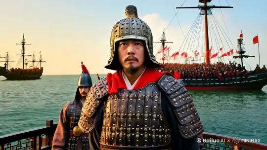 明朝末年，荷兰殖民者侵占了我国宝岛台湾。郑成功决心收复台湾，他率领两万五千名将士，分乘几百艘战船，从金门出发，向台湾进军。在台湾人民的支持下，经过激烈战斗，郑成功打败荷兰殖民者，收复了台湾。
解释：郑成功为了国家领土完整，不畏强敌，勇敢抗争。他的爱国精神和民族气节激励着我们，要热爱祖国，在国家需要的时候，勇敢地挺身而出，捍卫国家尊严和利益。 by Hailuo AI Video Generator