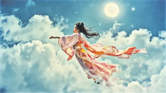 生生成一段嫦娥奔月的视频， by Hailuo AI Video Generator