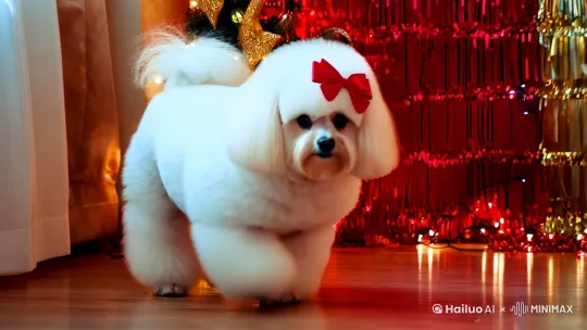 一条比熊犬拜年的 by Hailuo AI Video Generator