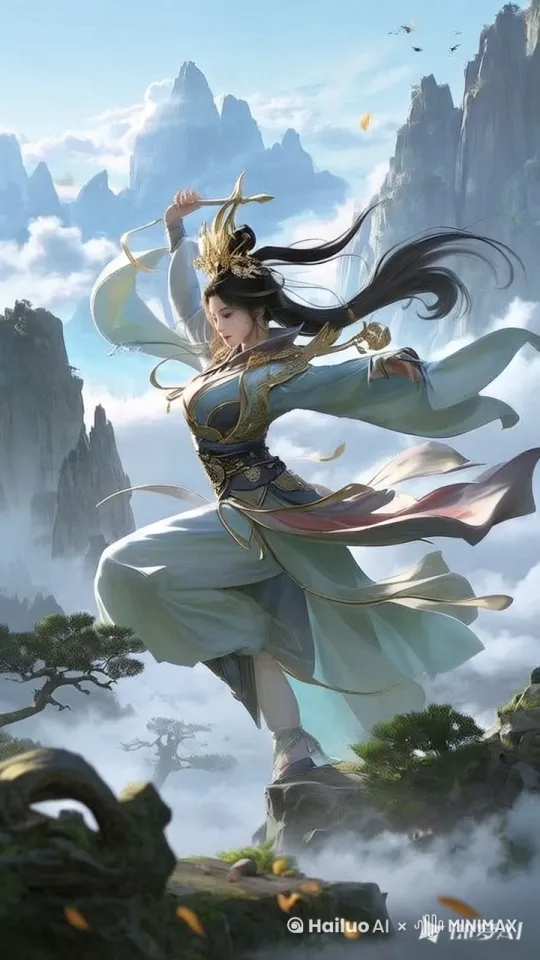 女将军跳了一段剑舞 by Hailuo AI Video Generator