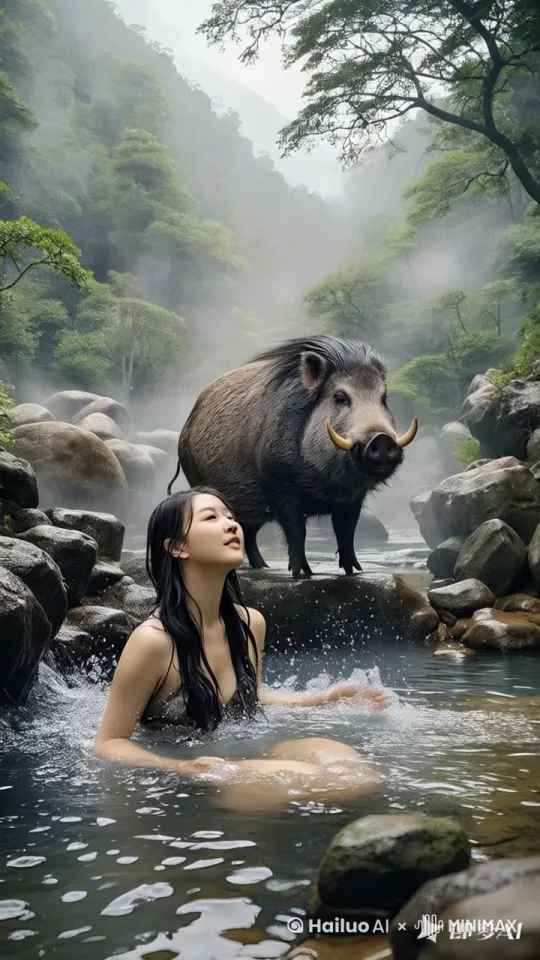 镜头动起来，动态跟随，美女和猪在进行激烈的打斗，猪凌空飞踢，踢向美女头部。美女凌空向后躲避，同时挥拳反击。他们身形灵活，招式多变，不断的攻击，躲避，出拳，踢腿。边打边向着更高处飞去。他们的招式刚柔并济，时而是刚猛的直拳，时而是柔美的转身回旋踢。身影交错之间，地面的尘土飞扬而起！ by Hailuo AI Video Generator