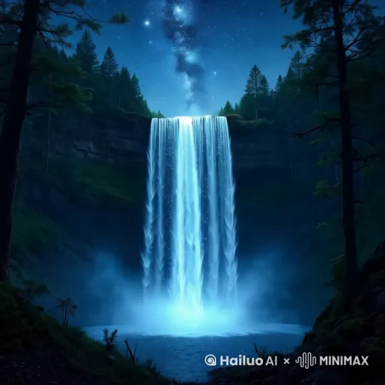 让瀑布动起来，溅出水花，增加雾气 by Hailuo AI Video Generator