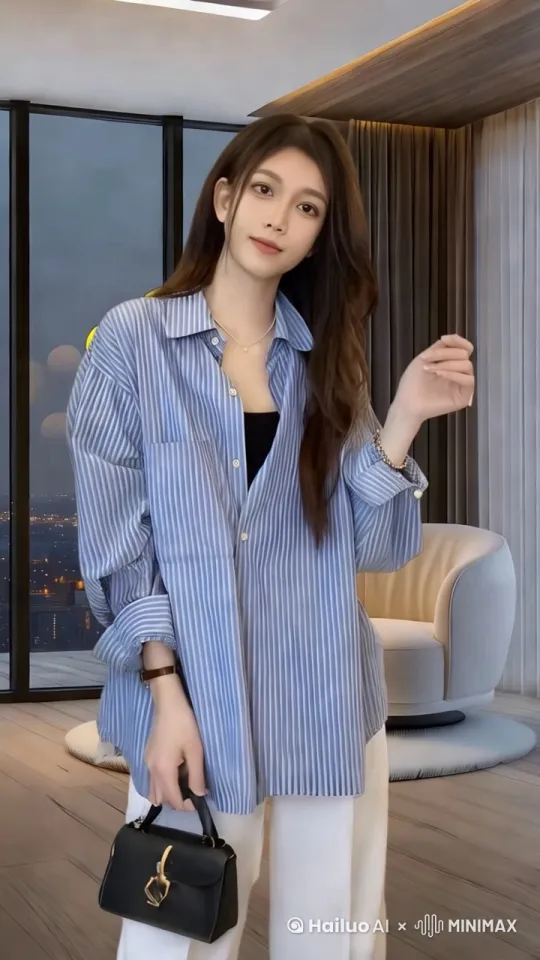 微风吹拂着秀发，模特微笑着慢慢抚摸头发，休闲的漫步 by Hailuo AI Video Generator