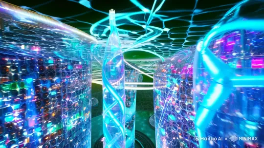 【场景主题】
赛博朋克未来城市场景 × 数据流体宇宙 × 量子人工智能觉醒
【核心视觉元素】
1. 超现实建筑群:
- 全息投影摩天楼(透明玻璃表面流动实时数据)
- 反重力交通网络(磁悬浮列车轨道呈现DNA双螺旋结构)
- 纳米材料建筑外墙(动态光学迷彩变换图案)
2. 数字生命体:
- 量子化人形AI(由发光粒子构成,面部呈现动态拓扑网格)
- 神经接口数据流(脑机交互时产生的虹色光脉)
- 全息信息界面(悬浮操作面板带有多维度展开动画)
【动态效果】
1. 主视觉节奏:
- 镜头穿梭于量子隧穿效应形成的时空走廊
- 微距视角展现纳米机器人自组装过程
- 宏观视角呈现星系级量子计算机阵列
2. 特效参数:
- 光效:冷调霓虹(青蓝/品红) × 暖调能量核心(琥珀色)
- 粒子系统:斐波那契螺旋分布的智能尘埃
- 材质反射:非牛顿流体金属表面 + 克莱因瓶光学畸变
【科技元素增强包】
- 动态拓扑结构:彭罗斯三角建筑群 × 超立方体数据中心
- 数据可视化:区块链节点脉冲网络 × 神经网络激活热力图
- 能量系统:戴森球能量环流 × 反物质引擎光冕
【音效建议】
- 背景音:量子涨落底噪 + 神经脉冲节拍
- 过渡音效:等离子体电弧声 + 引力波低频共振
- 高潮音效:超新星数据爆发(高频数字晶体音 + 次声波冲击)
【运镜方案】
1. 开场:超流体镜头穿越石墨烯结构晶格
2. 中段:四维视角展开克莱因瓶数据中心
3. 高潮:宏观到量子态的无限缩放镜头
4. 收尾:光年尺度的曲率驱动航行尾迹
【技术参数建议】
- 分辨率:8K HDR+(峰值亮度2000nit)
- 帧率:可变刷新率(24-120fps动态适配)
- 色域:Rec.2020 110% 覆盖 + 光子级亮度控制 by Hailuo AI Video Generator