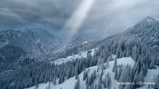三体第一部，大兴安岭冰雪覆盖，超级射线 by Hailuo AI Video Generator