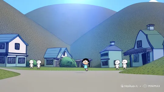 一天，阿零像往常一样在小镇郊外闲逛，突然，一道刺目的蓝光从天而降，砸落在不远处的山谷中。强烈的好奇心驱使阿零朝着光芒奔去。当他赶到时，发现一个散发着幽光的神秘金属装置，装置表面布满了奇异的符号和闪烁的指示灯，在这个以简单线条为美的火柴人世界里，显得格格不入。[左摇,拉远,上升] by Hailuo AI Video Generator