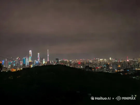 全景拍摄城市的夜晚！灯火阑珊，建筑宏伟 by Hailuo AI Video Generator
