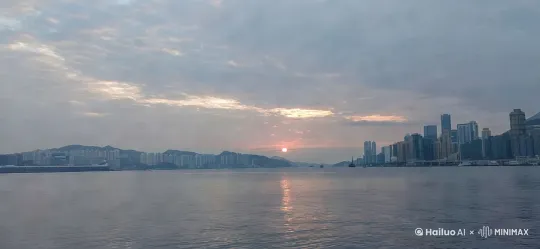 香港维多利亚港澳看日出，生成一段视频 by Hailuo AI Video Generator