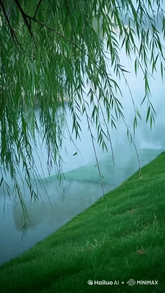 柳树随风摆动，镜头向左移动。 by Hailuo AI Video Generator