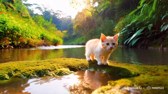 小猫钓鱼，在台湾岛上面 by Hailuo AI Video Generator