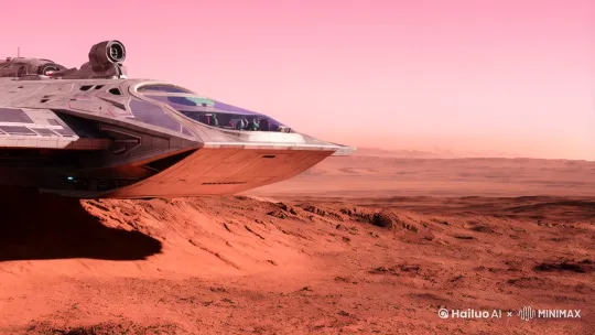 一个飞船迫降在火星上 从飞船上下来几个猫星人 by Hailuo AI Video Generator