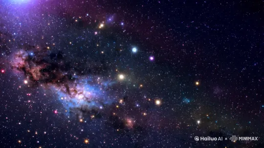 没有人知道宇宙是如何产生的。一些人认为是一场巨大的爆炸制造了无边的宇宙，并最终孕育出各种形态的生命 by Hailuo AI Video Generator