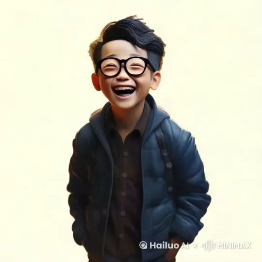 [下降,上摇]随着镜头的拉近，画面中站立的男孩，一边微笑着，一边缓缓伸出了左手，挥动起来，似乎是要把自己的快乐传递出去。 by Hailuo AI Video Generator