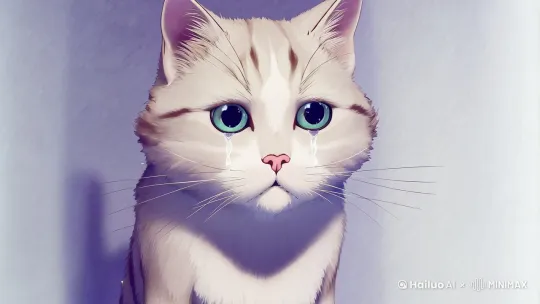 流泪猫猫头，日漫风格，透明背景 by Hailuo AI Video Generator