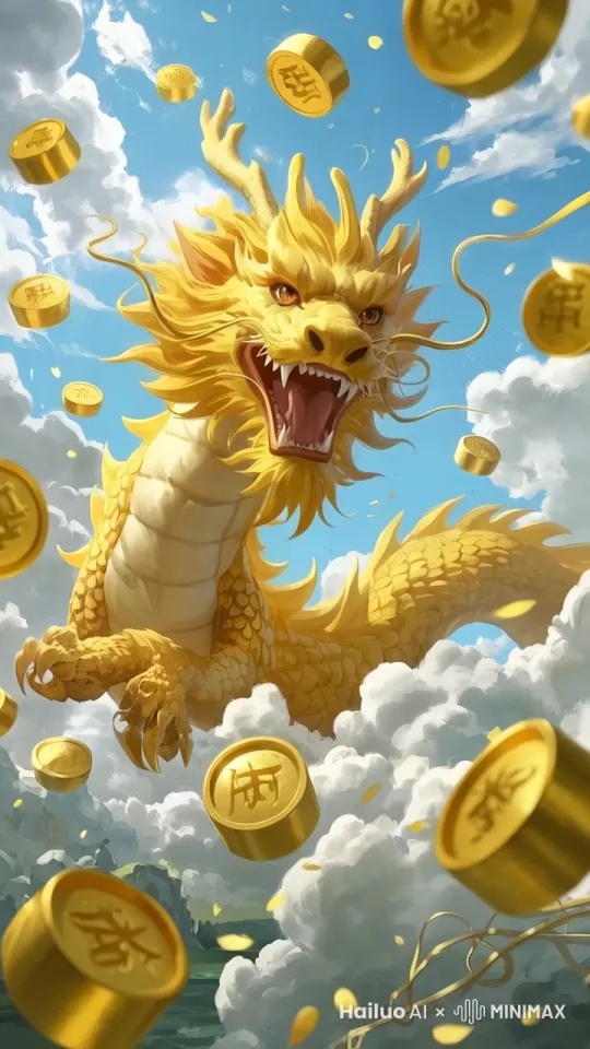 周围云雾翻滚，龙头缓慢转向镜头，并且看着镜头 by Hailuo AI Video Generator