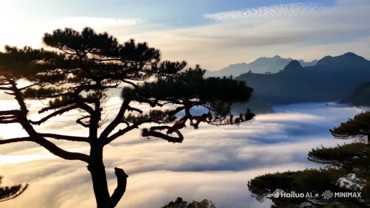 晨曦微光中的黄山奇松云海 by Hailuo AI Video Generator