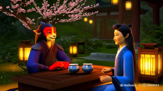 哪吒与敖丙在一起喝酒 by Hailuo AI Video Generator