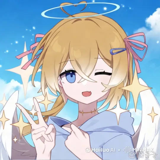 角色轻轻挥手。星星一闪一闪。头发适当摆动，辫子摆动，蝴蝶结摆动。 by Hailuo AI Video Generator