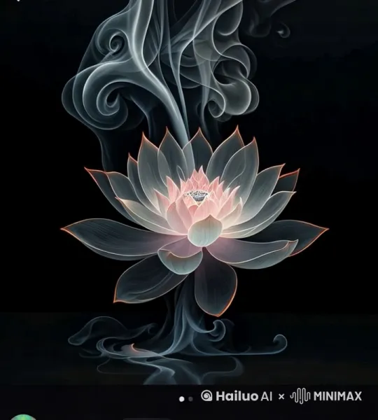 荷花摆动，烟雾缭绕，向上盘旋 by Hailuo AI Video Generator