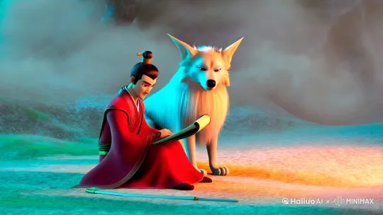 哪吒和哮天犬共同学习 by Hailuo AI Video Generator