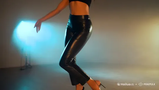 生成美女穿着皮裤跳舞，扭臀，抖奶 by Hailuo AI Video Generator