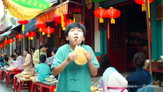 .
哪吒：一边大口吃着油条，一边嘟囔着：“这油条真好吃，比我在家里吃的那些强多了！”
2.
敖丙：优雅地喝着豆浆，微笑着对哪吒说：“你慢点吃，别噎着。这里还有很多呢。”
3.
哪吒：嘴里塞满了食物，含糊不清地说：“你不懂，这叫享受生活！你也多吃点，别总是那么斯文。”
4.
敖丙：无奈地摇摇头，但还是忍不住笑了：“好吧，听你的，我也多吃点。”
5.
路人：看到这两个风格迥异的少年，一个活泼好动，一个温文尔雅，都不禁多看了几眼。 by Hailuo AI Video Generator