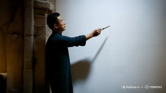 马良在墙上画了一头公牛，公牛马上活了过来[右移,跟随] by Hailuo AI Video Generator