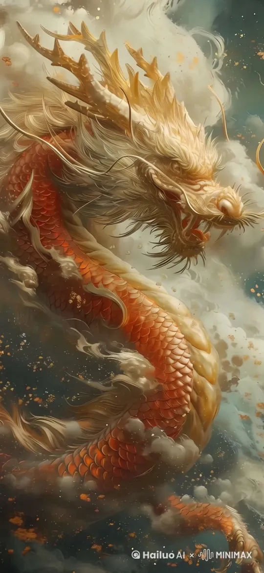 龙的威严在空中弥漫，胡须和毛发随着身边空气流动而风起云涌。[右移,左摇,跟随][右移,左摇,跟随] by Hailuo AI Video Generator