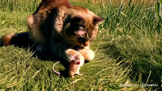 猫给老鼠按摩 by Hailuo AI Video Generator