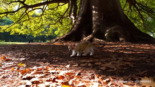 小猫在树荫下走动 by Hailuo AI Video Generator