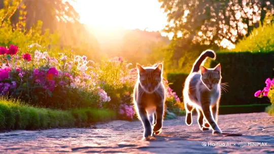 两只猫在抓老鼠 by Hailuo AI Video Generator