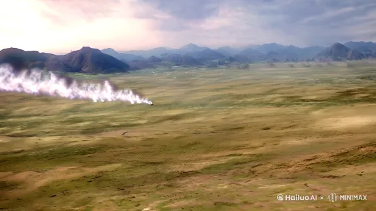 镜头1:开场 - 江湖远景
画面:辽阔的草原和连绵的山脉,远处有炊烟升起。
镜头运动:从高空俯瞰,逐渐拉近到地面。
音效:风声和远处的马蹄声。
时长:0:00 - 0:10
镜头2:侠客登场
画面:一位身着鲜衣的侠客骑着一匹高大的白马,从远处疾驰而来。
镜头运动:跟随侠客的移动,从侧面拍摄,逐渐拉近到正面。
音效:马蹄声和风声,背景音乐逐渐增强。
细节:侠客的面部表情坚定,眼神中透露出不羁和豪情。
时长:0:10 - 0:25
镜头3:快马加鞭
画面:侠客在草原上策马奔腾,马匹四蹄飞扬,鬃毛随风飘扬。
镜头运动:低角度拍摄,突出马匹的速度和力量。
音效:马蹄声和风声,背景音乐节奏加快。
时长:0:25 - 0:40
镜头4:遭遇敌对势力
画面:前方出现一群身着黑衣的敌人,手持武器,拦住去路。
镜头运动:从侠客的视角拍摄,逐渐拉近到敌人的面部表情。
音效:紧张的背景音乐,敌人喊叫声。
时长:0:40 - 0:50
镜头5:激烈战斗
画面:侠客与敌人展开激烈战斗,剑光闪烁,尘土飞扬。
镜头运动:快速切换镜头,展示不同的战斗动作和场景。
音效:刀剑碰撞声,背景音乐达到高潮。
细节:侠客的动作流畅而有力,敌人一个个被击退。
时长:0:50 - 1:20
镜头6:胜利与告别
画面:战斗结束,敌人四散逃窜,侠客站在原地,衣衫随风飘扬。
镜头运动:从低角度拍摄,逐渐拉远,展示整个战场。
音效:胜利的号角声,背景音乐变得悠扬。
时长:1:20 - 1:40
镜头7:继续前行
画面:侠客骑上马,继续前行,消失在远方的地平线上。
镜头运动:跟随侠客的移动,从侧面拍摄,逐渐拉远。
音效:马蹄声和风声,背景音乐渐渐淡出。
时长:1:40 - 2:00
镜头8:结尾 - 江湖远景
画面:辽阔的草原和连绵的山脉,夕阳西下,天空染上金色的光辉。
镜头运动:从高空俯瞰,逐渐拉远,展示整个江湖的壮丽景色。
音效:悠扬的音乐,渐渐淡出。
时长:2:00 - 2:30 by Hailuo AI Video Generator